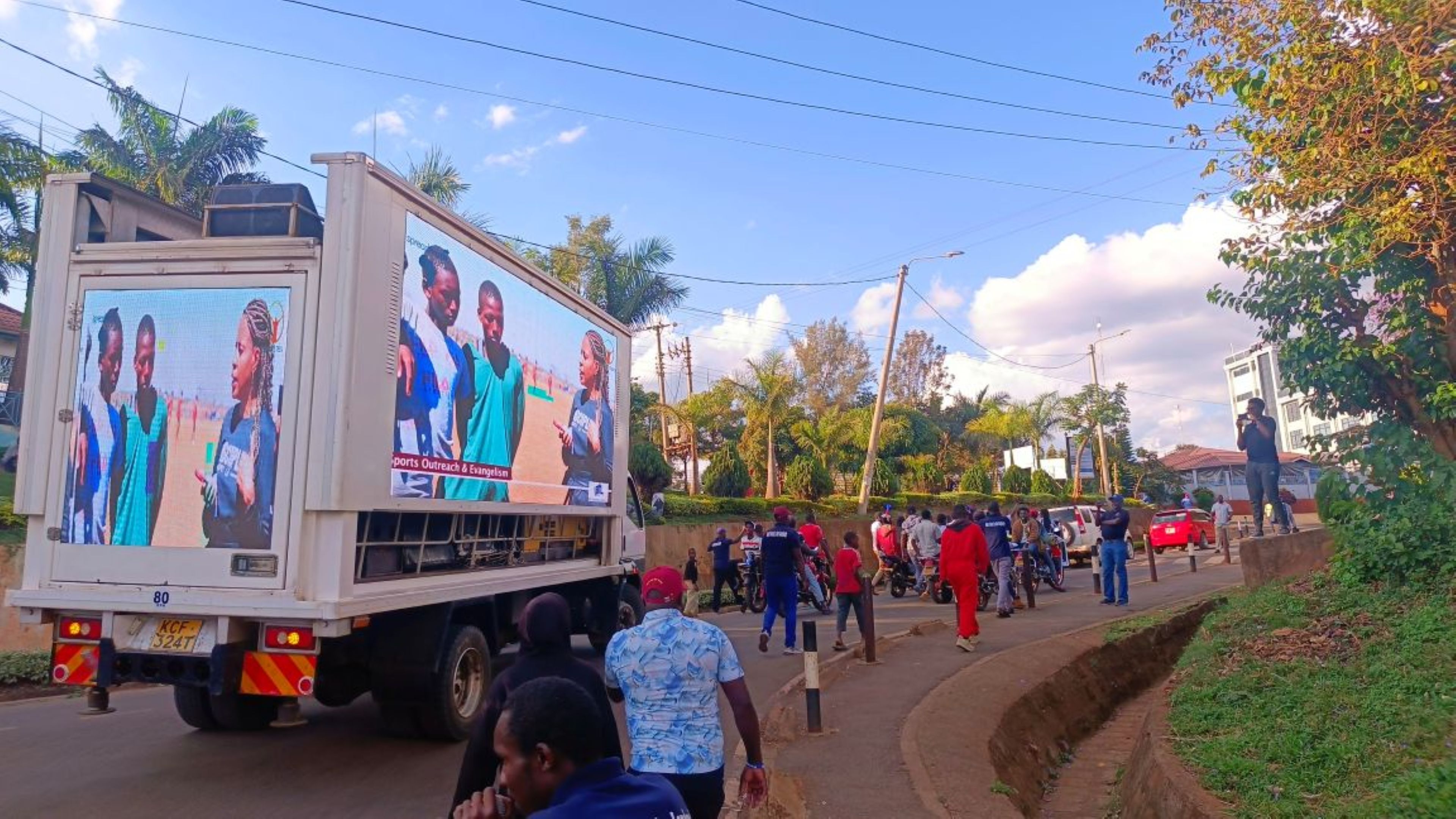 Fanikisha mobile LED truck activating a crowd in the city